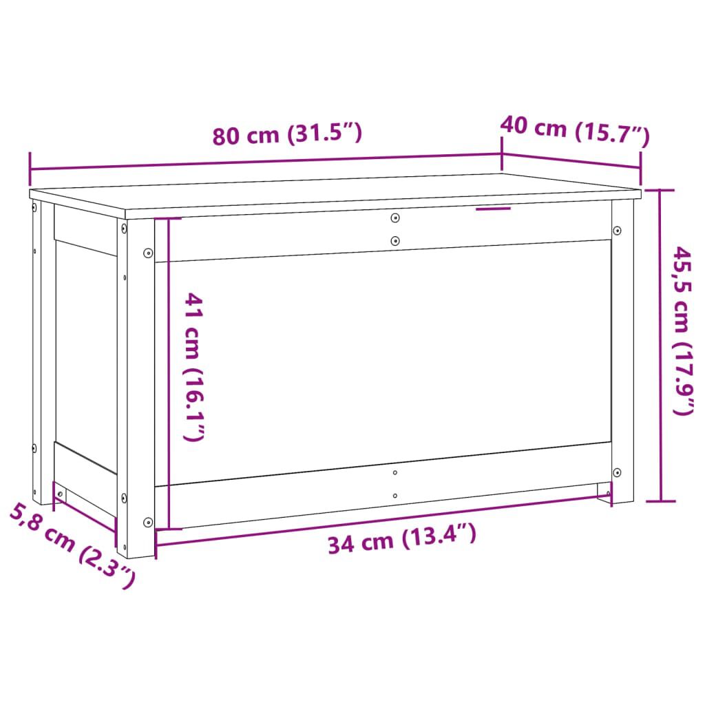 vidaXL Storage Box 80x40x45.5 cm Solid Wood Pine