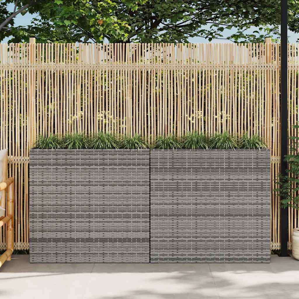 vidaXL Garden Raised Bed with 4 Pots 2 pcs Poly Rattan Grey(2x45426)