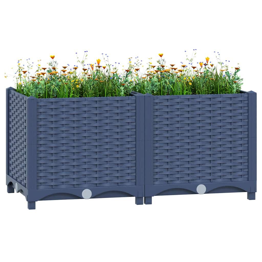 vidaXL Raised Bed 80x40x38 cm Polypropylene, blue grey vidaXL Raised Bed 80x40x38 cm Polypropylene