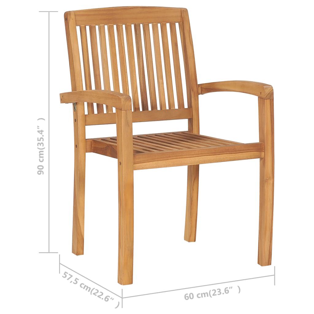 vidaXL Stacking Garden Chairs 6 pcs Solid Teak Wood
