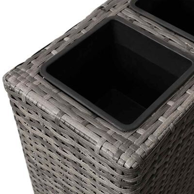 vidaXL Garden Raised Bed with 4 Pots Poly Rattan Grey, grey vidaXL Garden Raised Bed with 4 Pots Poly Rattan Grey