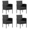vidaXL Garden Chairs with Black Cushions 4 pcs Black Poly Rattan
