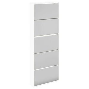vidaXL Shoe Cabinet 5-Layer Mirror White 63x17x169,5 cm