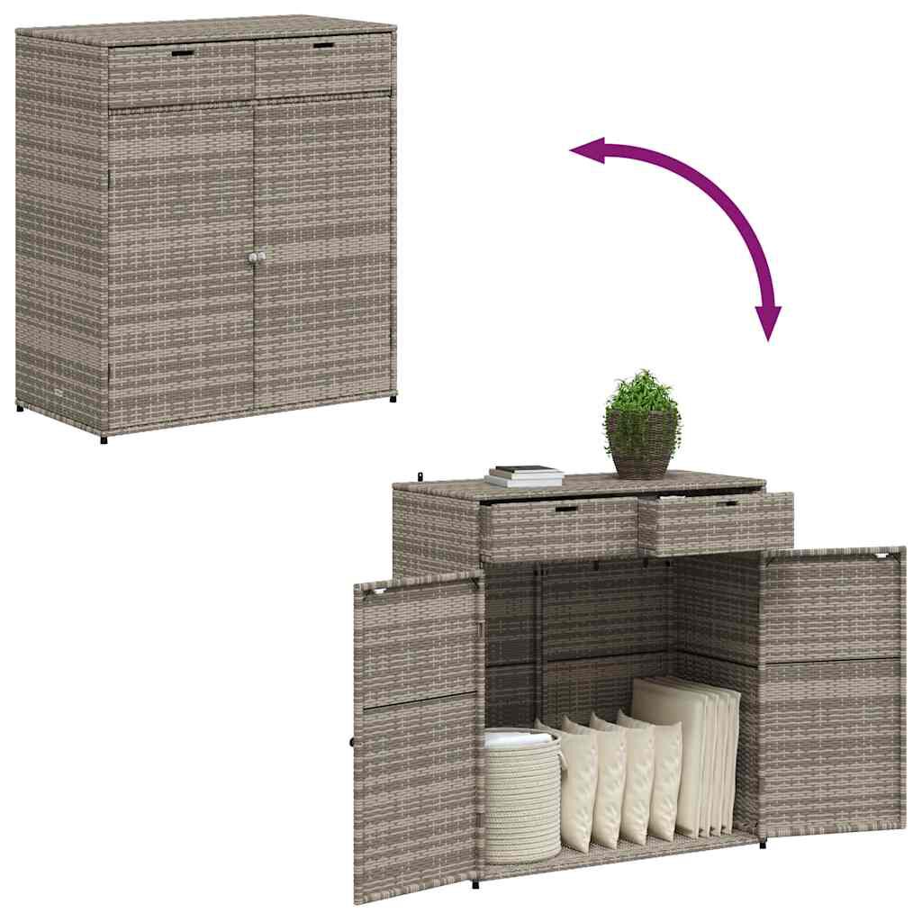 vidaXL Garden Storage Cabinet Grey 105x55x113 cm Poly Rattan