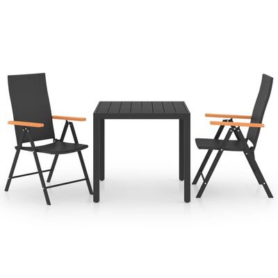 vidaXL 3 Piece Garden Dining Set Black and Brown,  vidaXL 3 Piece Garden Dining Set Black and Brown