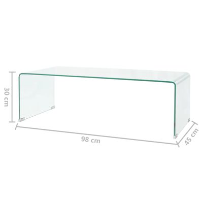 vidaXL Coffee Table Tempered Glass 98x45x30 cm Clear,  vidaXL Coffee Table Tempered Glass 98x45x30 cm Clear