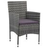 vidaXL 3 Piece Garden Dining Set Grey Poly Rattan and Acacia Wood
