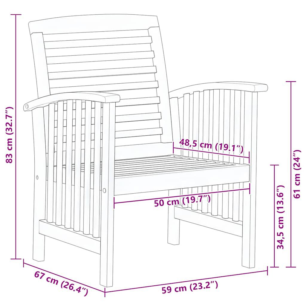 vidaXL Garden Chairs 2 pcs Solid Acacia Wood