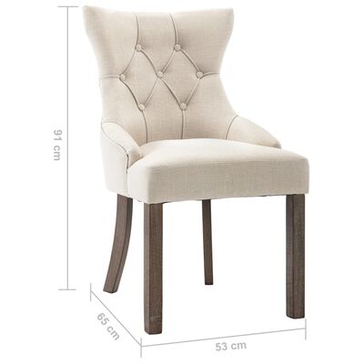 vidaXL Dining Chairs 2 pcs Beige Fabric, beige vidaXL Dining Chairs 2 pcs Beige Fabric