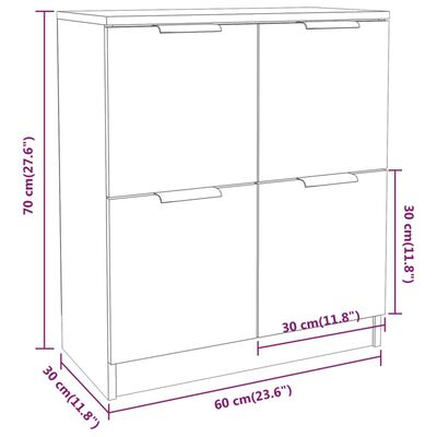 vidaXL Sideboards 2 pcs Black 60x30x70 cm Engineered Wood, black vidaXL Sideboards 2 pcs Black 60x30x70 cm Engineered Wood
