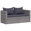 vidaXL Garden Corner Sofas 2 pcs Grey Poly Rattan