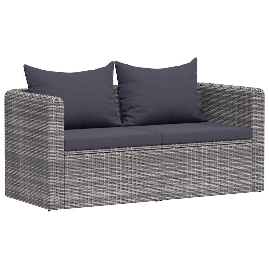 vidaXL Garden Corner Sofas 2 pcs Grey Poly Rattan