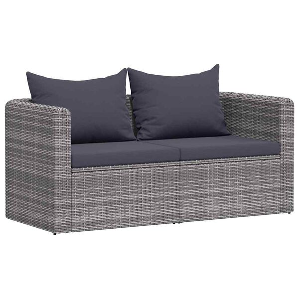 vidaXL Garden Corner Sofas 2 pcs Grey Poly Rattan