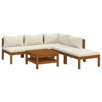 vidaXL 6 Piece Garden Lounge Set with Cream Cushion Solid Acacia Wood, cream vidaXL 6 Piece Garden Lounge Set with Cream Cushion Solid Acacia Wood