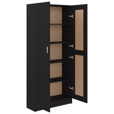 vidaXL Book Cabinet Black 82.5x30.5x185.5 cm Engineered Wood