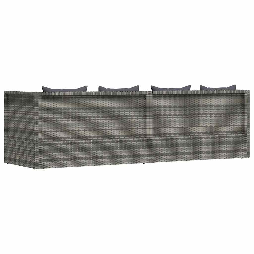vidaXL Garden Bed Grey 200x60 cm Poly Rattan