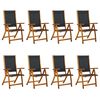 vidaXL Folding Garden Chairs 8 pcs Solid Wood Acacia and Textilene
