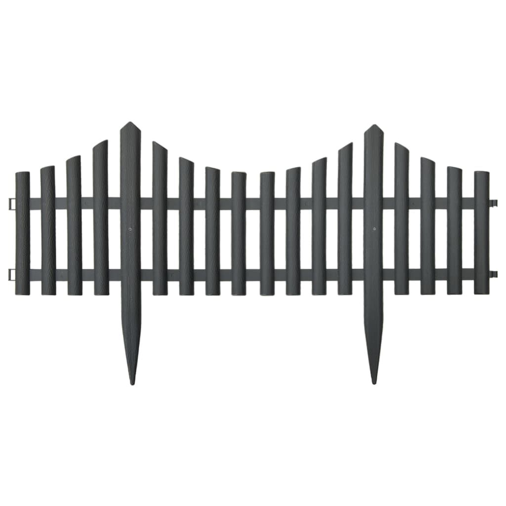 vidaXL Lawn Edgings 17 pcs Anthracite 10 m PP