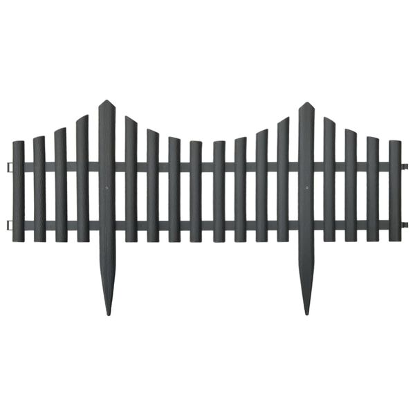 vidaXL Lawn Edgings 17 pcs Anthracite 10 m PP
