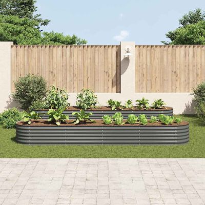 vidaXL Garden Raised Bed 400x80x44 cm Galvanised Steel Grey, grey vidaXL Garden Raised Bed 400x80x44 cm Galvanised Steel Grey