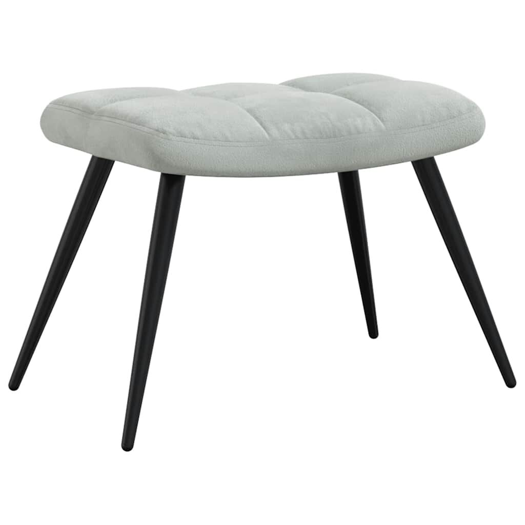 vidaXL Relaxing Chair with a Stool Light Grey Velvet
