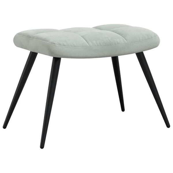 vidaXL Relaxing Chair with a Stool Light Grey Velvet