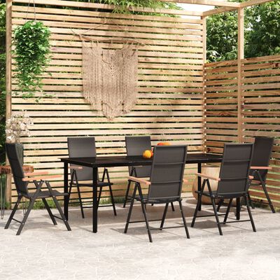vidaXL 7 Piece Garden Dining Set Black,  vidaXL 7 Piece Garden Dining Set Black