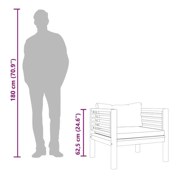 vidaXL Garden Chair with Dark Grey Cushions Solid Acacia Wood