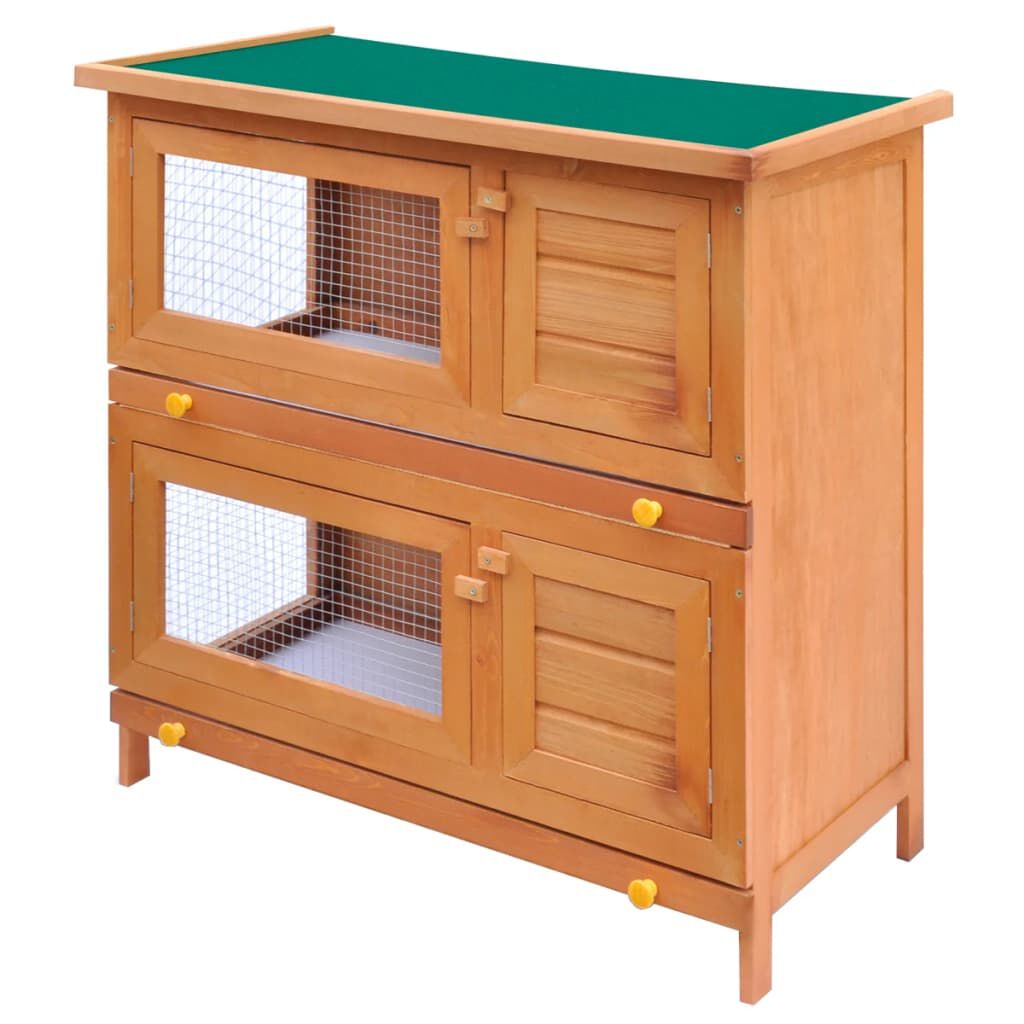 vidaXL Outdoor Rabbit Hutch Small Animal House Pet Cage 4 Doors Wood