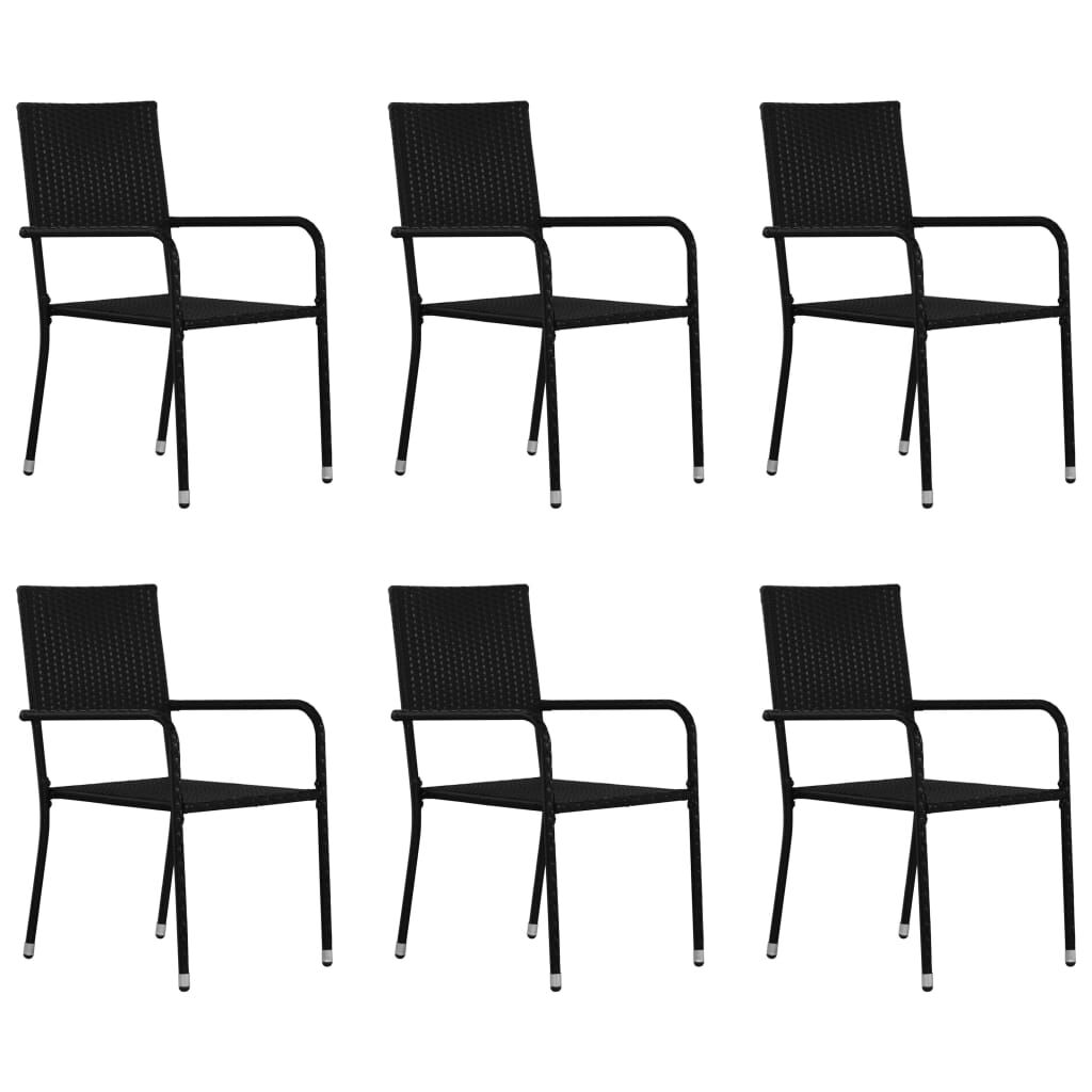 vidaXL 7 Piece Garden Dining Set Poly Rattan Black