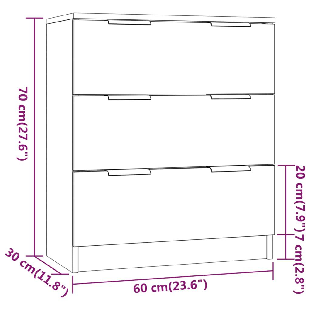 vidaXL 3 Piece Sideboards White Engineered Wood