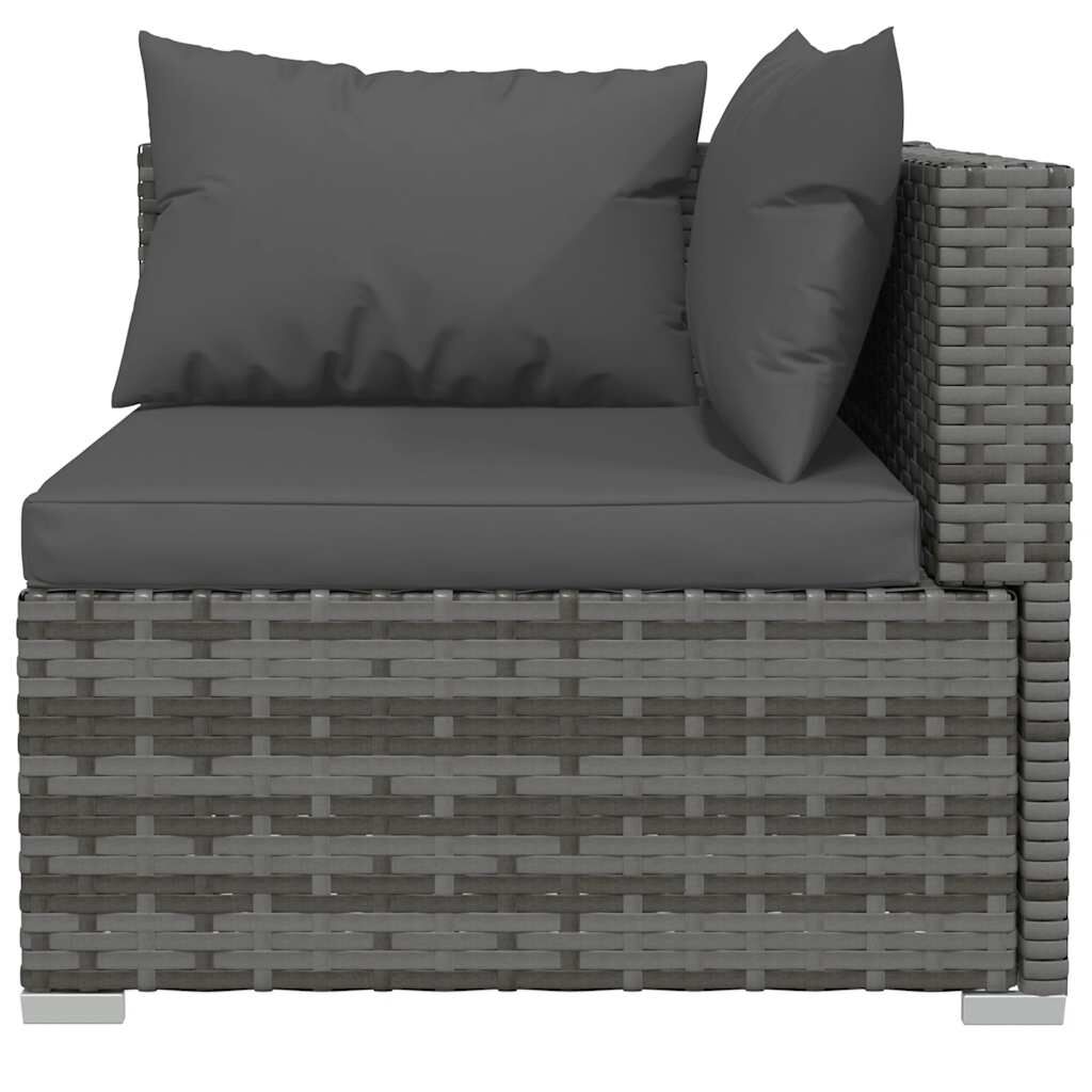 vidaXL 4 Piece Garden Lounge Set with Cushions Grey Poly Rattan