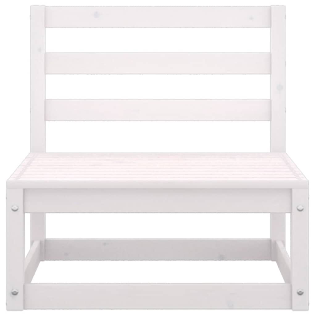 vidaXL Garden Middle Sofa with Anthracite Cushions White Solid Pinewood