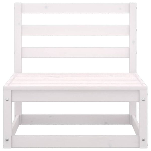 vidaXL Garden Middle Sofa with Anthracite Cushions White Solid Pinewood