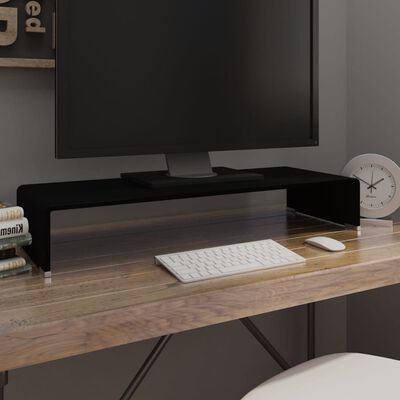 vidaXL TV Stand/Monitor Riser Glass Black 80x30x13 cm, black vidaXL TV Stand/Monitor Riser Glass Black 80x30x13 cm