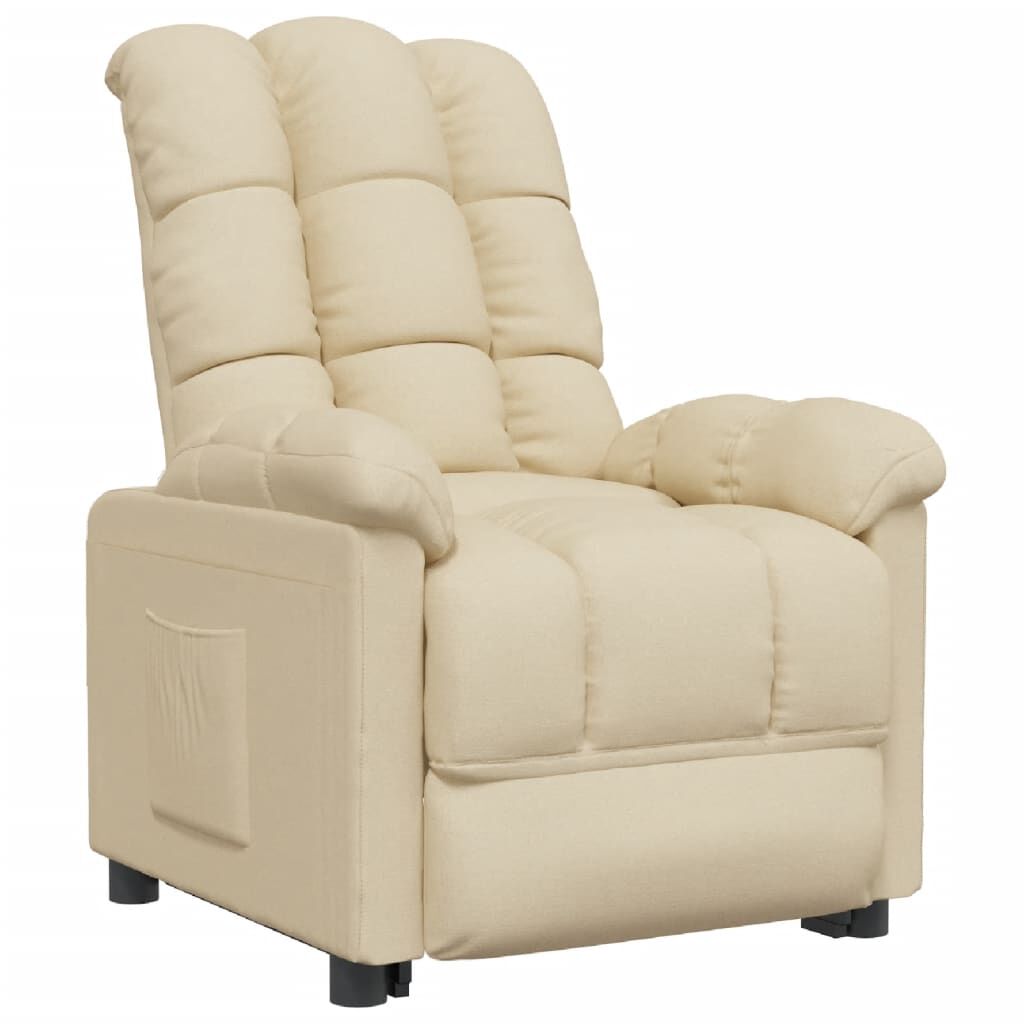 vidaXL Recliner Chair Cream Fabric