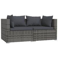 vidaXL 2-Seater Sofa with Cushions Grey Poly Rattan, grey and anthracite vidaXL 2-Seater Sofa with Cushions Grey Poly Rattan