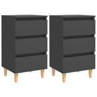 vidaXL Bed Cabinets with Solid Wood Legs 2 pcs Grey 40x35x69 cm, grey vidaXL Bed Cabinets with Solid Wood Legs 2 pcs Grey 40x35x69 cm