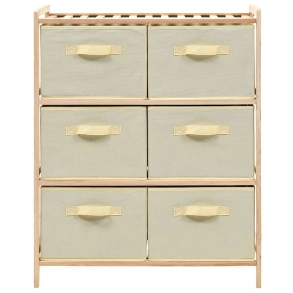 vidaXL Storage Rack with 6 Fabric Baskets Cedar Wood Beige