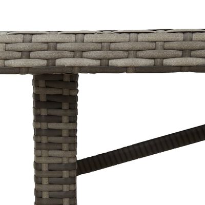vidaXL Garden Table with Glass Top Grey 190x80x74 cm Poly Rattan, grey vidaXL Garden Table with Glass Top Grey 190x80x74 cm Poly Rattan