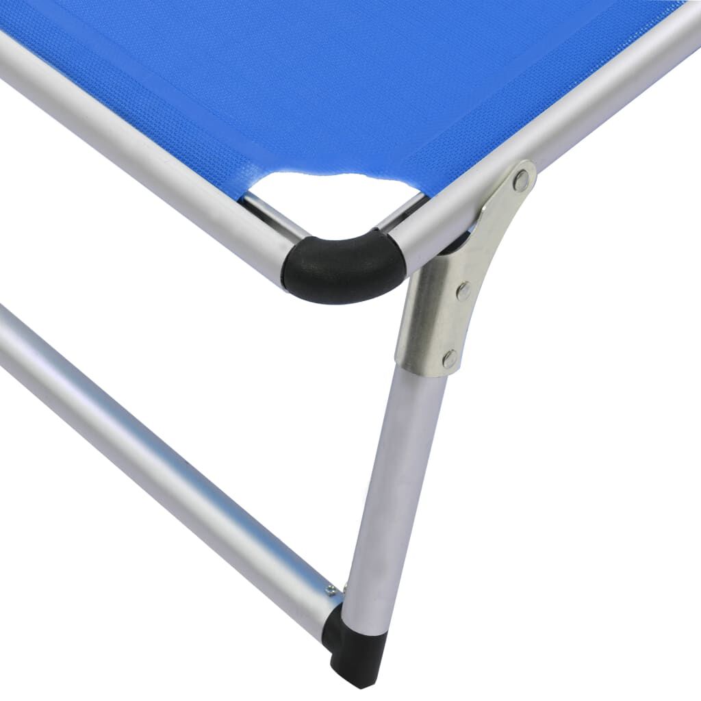 vidaXL Folding Sun Lounger with Roof Aluminium and Textilene Blue