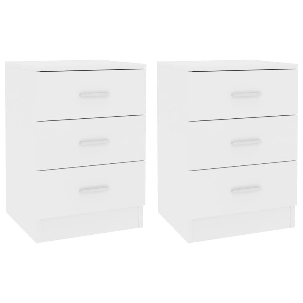 vidaXL Bedside Cabinets 2 pcs White 38x35x56 cm Engineered Wood