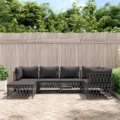 vidaXL 6 Piece Garden Lounge Set with Cushions Anthracite Steel, anthracite vidaXL 6 Piece Garden Lounge Set with Cushions Anthracite Steel