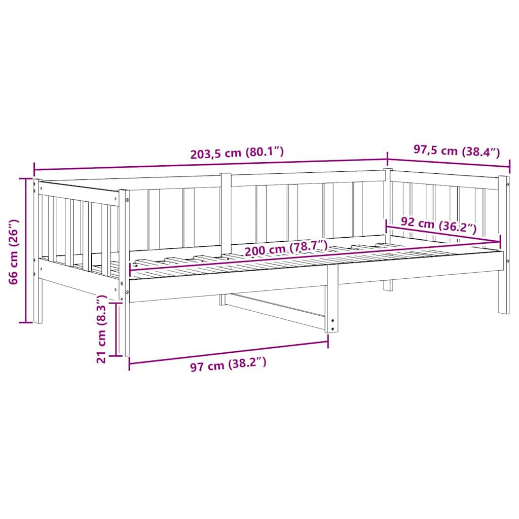 vidaXL Day Bed without Mattress Solid Wood Pine 90x200cm