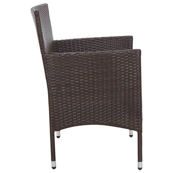 vidaXL 2 Piece Garden Lounge Set with Cushion Poly Rattan Brown