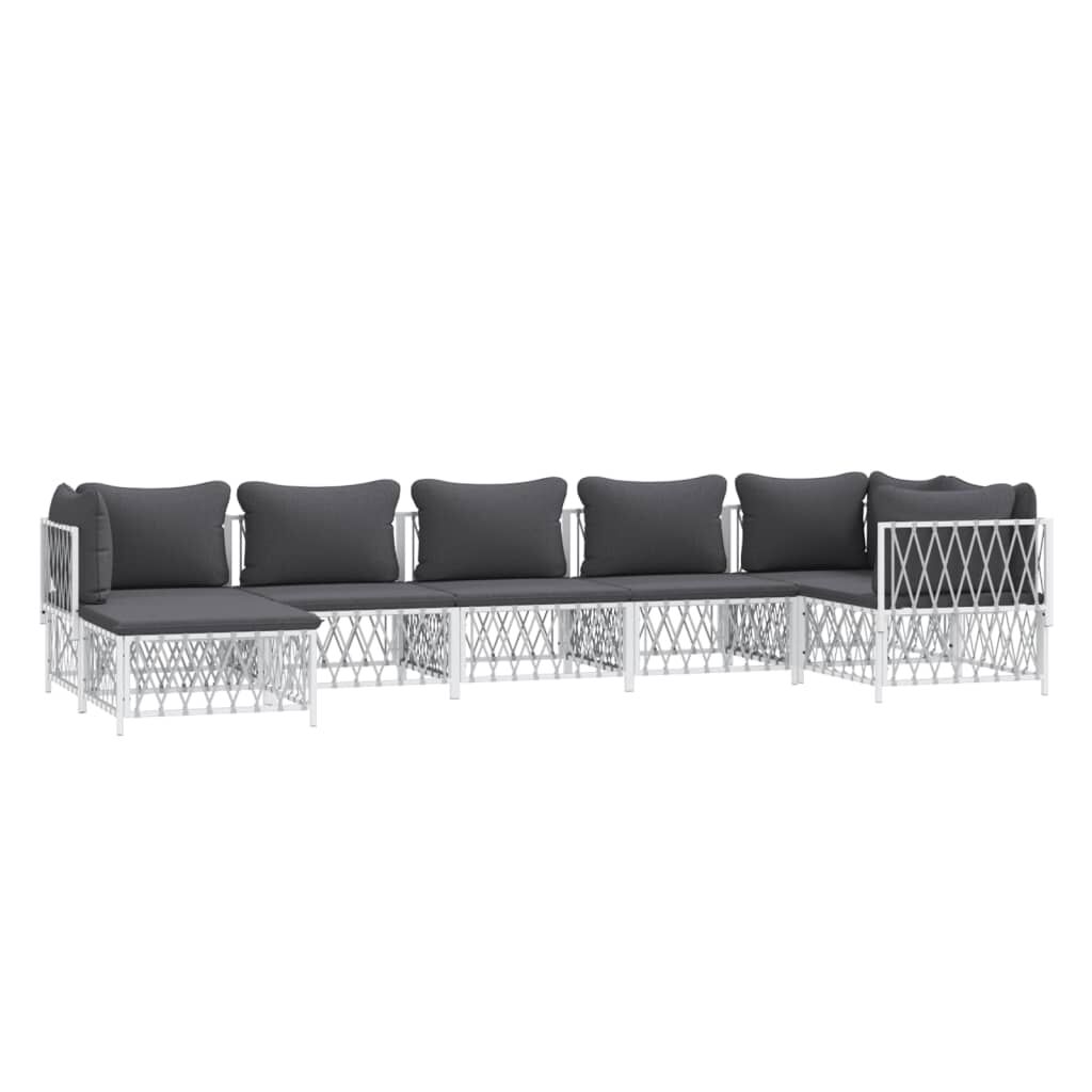 vidaXL 7 Piece Garden Lounge Set with Cushions White Steel