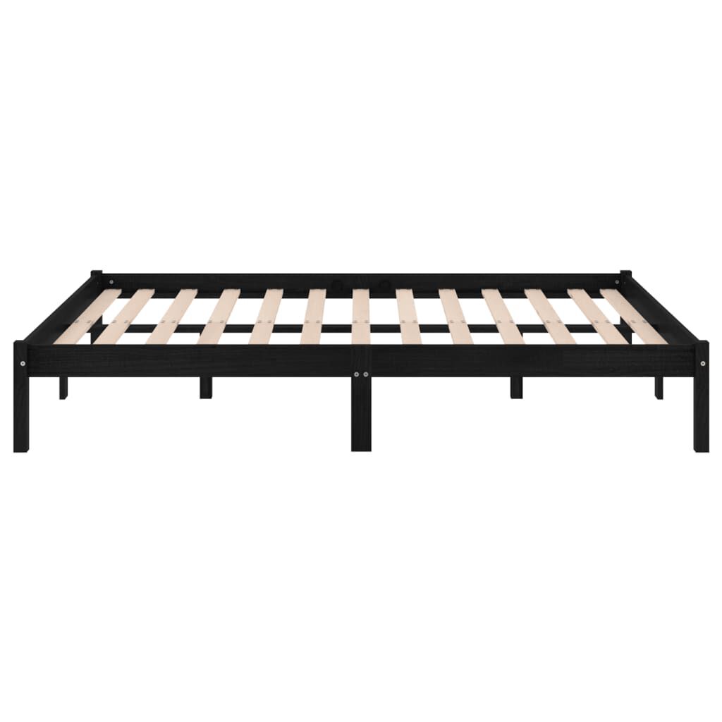 vidaXL Bed Frame without Mattress Black Solid Wood Double