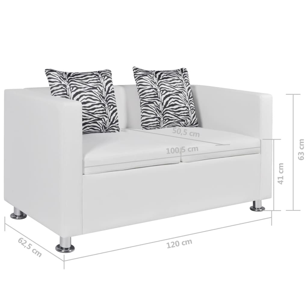 vidaXL Sofa 2-Seater Artificial Leather White