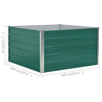 vidaXL Raised Garden Bed 100x100x45 cm Galvanised Steel Green, green vidaXL Raised Garden Bed 100x100x45 cm Galvanised Steel Green