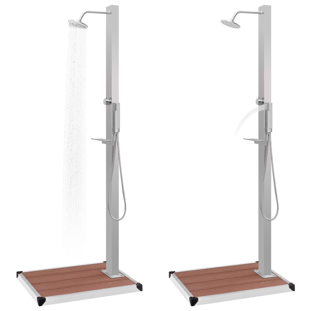 vidaXL Outdoor Shower with Tray WPC Stainless Steel